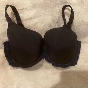 Wacoal Instant Icon T-Shirt Bra Black Eclipse Full-Coverage Lace Trim Bra, 36DDD